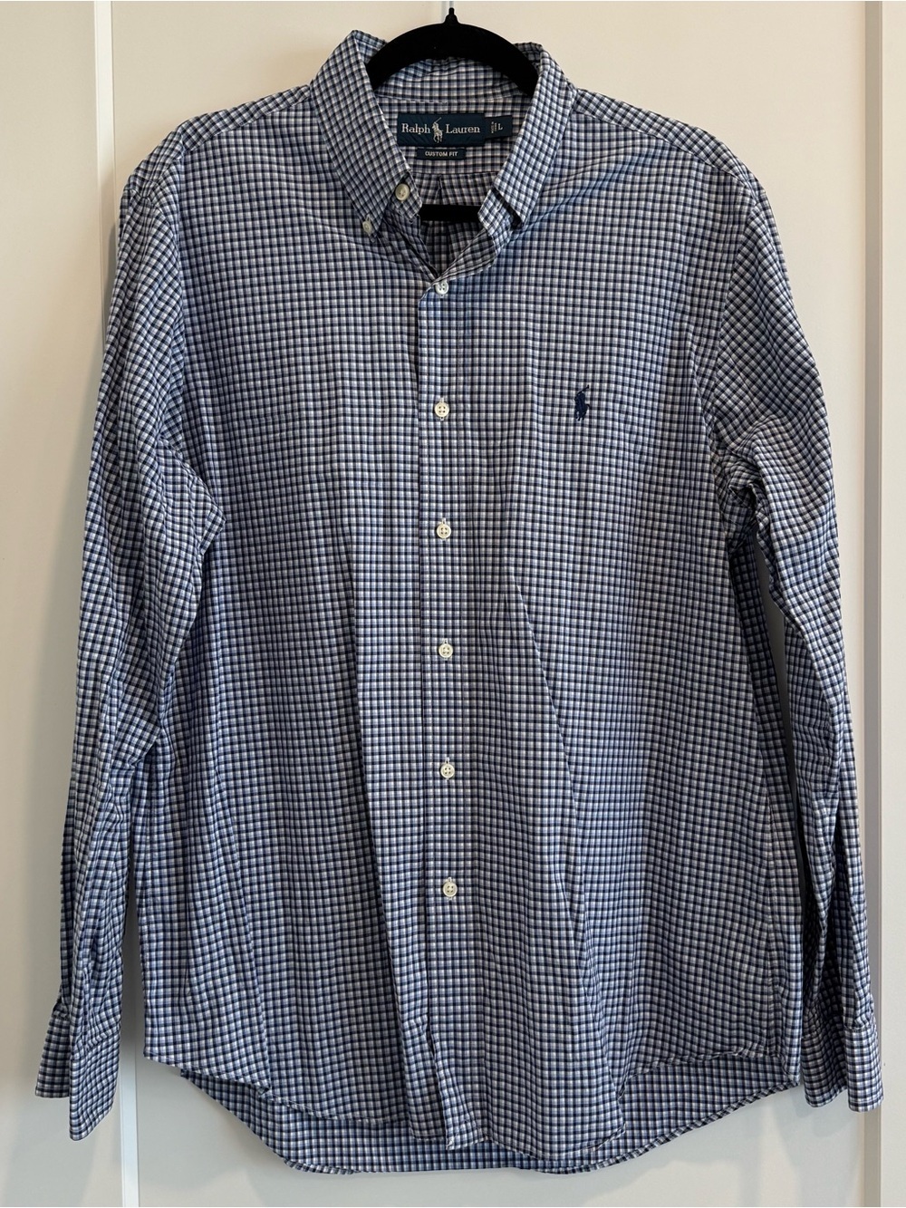 Ralph Lauren Men’s Navy and White Gingham Button-Down Shirt